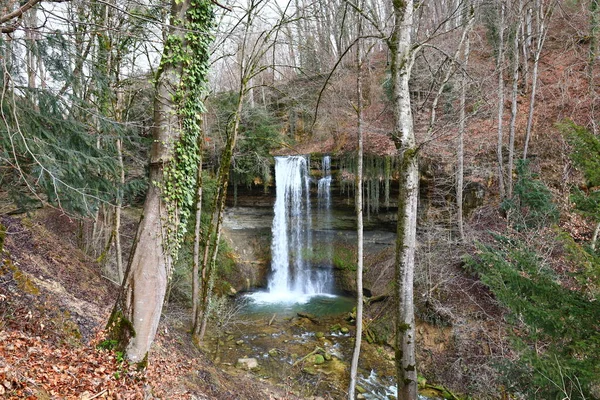 Vista Para Cachoeira Dard Que Uma Cachoeira Rio Nozon Localizada — Fotografia de Stock