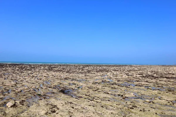 Normandiya 'nın kuzeyindeki Saint-Lonard' da La Roche-qui-pleure plajında manzara 