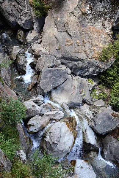 Vista Sobre Cachoeira Berard Situada Comuna Vallorcine Departamento Haute Savoie — Fotografia de Stock