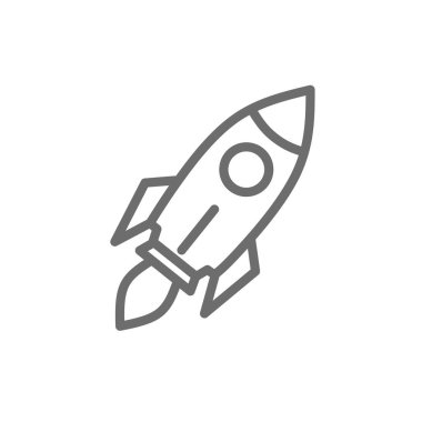 Uzay roketi ikonu. Beyaz arkaplanda roket sembolü.