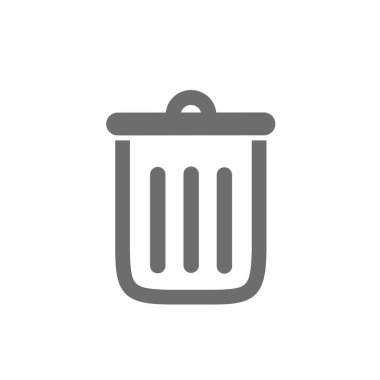 Çöp kutusu ikonu. Çöp kutusunun düz sembol tasarımı veya beyaz arkaplanda izole edilmiş olarak sil.