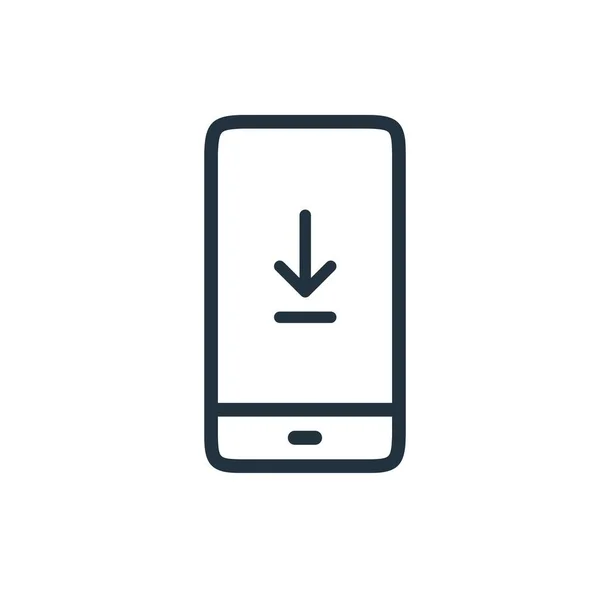 Smartphone Ícone Linha Vector Download Símbolo Download Isolado Fundo Branco —  Vetores de Stock