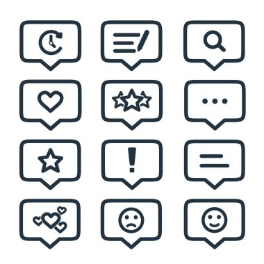 Sosyal medya çizgisi ikon vektörü. Sosyal medya yorum sembolü beyaz arkaplanda izole edildi.