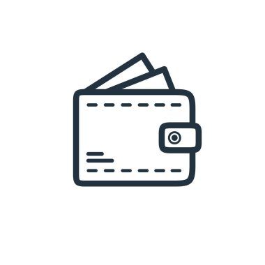 Cüzdan simgesi vektörü beyaz arkaplanda izole edildi. Web siteniz için cüzdan sembolü, logo, uygulama, UI.