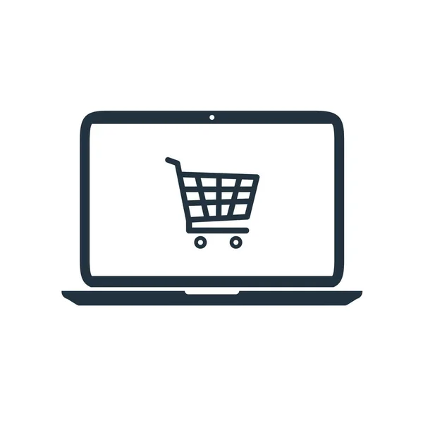 Онлайн Купівля Значок Вектор Ноутбуці Інтернет Торговий Символ Вашого Веб — стоковий вектор