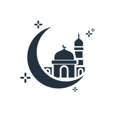 Beyaz zemin üzerinde izole edilmiş modayı takip eden cami simgesi. Web siteniz için sembol tasarımı. Vektör illüstrasyonu