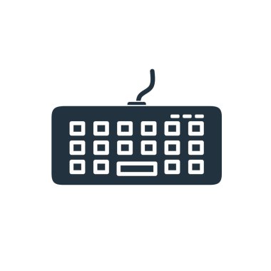 Beyaz arkaplanda izole edilmiş modaya uygun düz tarzda klavye simgesi. Web ve mobil için klavye düğmesi simgeleri.