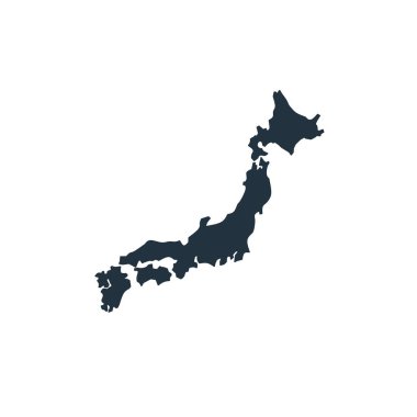 Japonya haritası beyaz zemin üzerinde izole edilmiş modayı izlemektedir. Ağ ve mobil uygulama için Japonya haritası simgesi. Vektör illüstrasyonu.