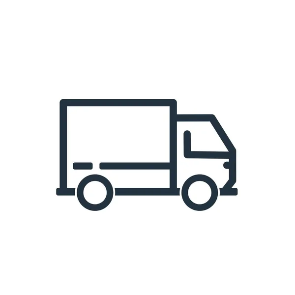 卡车图标孤立在一个白色的背景 网络应用和移动应用的送货卡车符号设计 直线向量符号 — 图库矢量图片