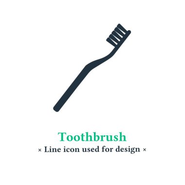 Beyaz arkaplanda diş fırçası simgesi izole edildi. Ağız bakımı, ağlar ve mobil uygulamalar için ağız temizliği ekipmanları sembolü.