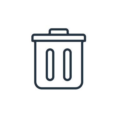 The garbage icon is isolated on a white background. Delete symbols, trash cans, clean for web and cellular applications.