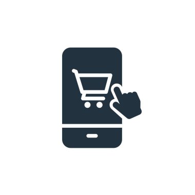 Online shopping icon in trendy flat style isolated on white background. smartphone shopping symbol for web and mobile apps.
