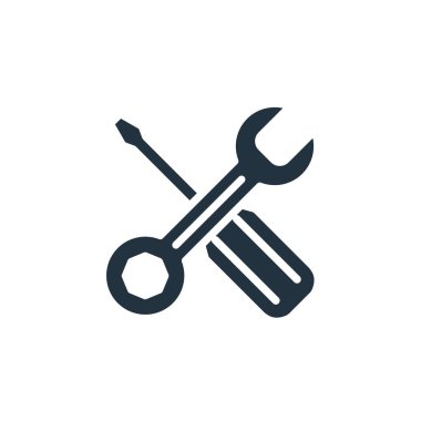Wrench and screwdriver icon in trendy flat style isolated on white background. repair symbol for web and mobile apps.