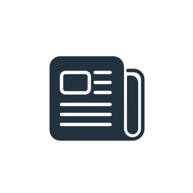 Beyaz zemin üzerinde izole edilmiş modaya uygun düz tarzda gazete simgesi. Web ve mobil uygulamalar için gazete sembolleri.