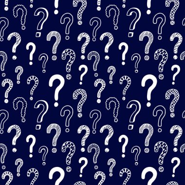 Doodle soru işaretleri ile sorunsuz vektör desen.
