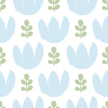 Elle çizilmiş çiçeklerle kusursuz desen. Vektör tasarımı.