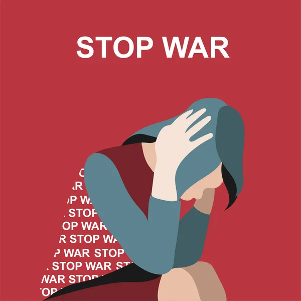 Векторні Ілюстрації Зупиняють Війну Плакат Тло Люди Плоский Дизайн Червоний Векторна Графіка