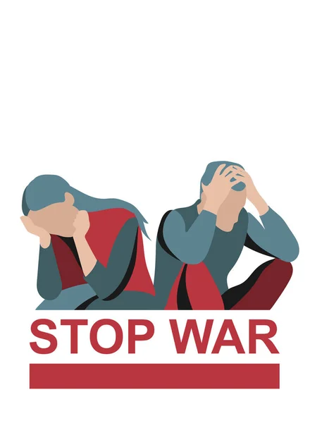 Vektör Illüstrasyonu Savaşı Afişi Geçmişi Durdurur Insanlar Düz Tasarımı Durdurur — Stok Vektör