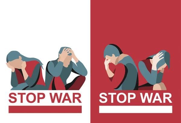 Poster Illüstrasyonlardan Oluşan Bir Vektör Seti Nsanlarla Savaş Yok — Stok Vektör