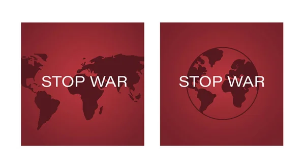 Vector Set Illustrations Stop War Panet Earth World Map Words — Stock Vector