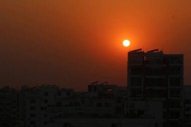 09 Mart 2022 Basundhara, Dhaka, Bangladeş. Geçen öğleden sonra Dhaka şehrinin görüntüsü.
