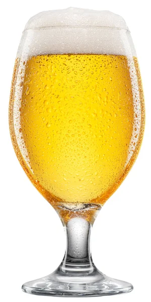 İçinde beyaz köpük ve gaz kabarcıkları olan soğuk bir bardak bira. Dosya kırpma yolu içeriyor.