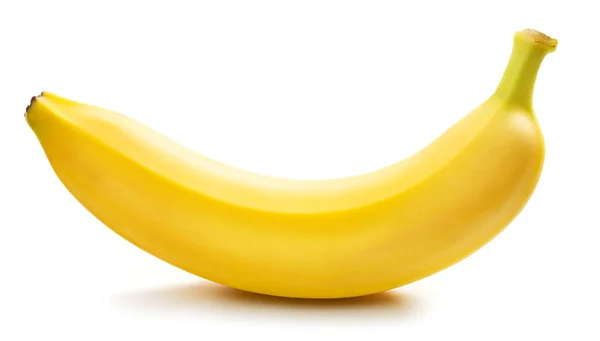 Beyaz arka planda izole edilmiş mükemmel olgunlaşmış sarı muz. Dünya çapında en popüler meyve..