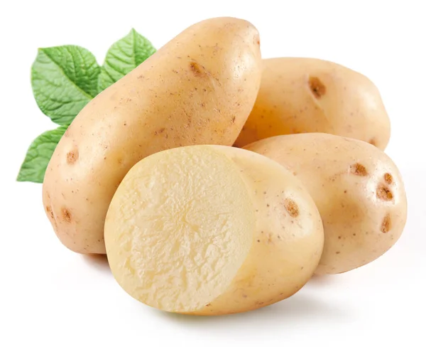 Raw Potatoes Fresh Uncooked Staple Food White Background — Stock Photo, Image