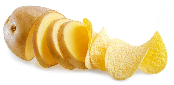 Raw Potato Cut Slice Which Turning Delicious Potato Chips Conceptual — Stockfoto