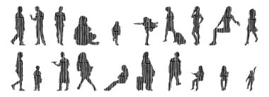 Vektör illüstrasyonu, insanların ana hatları, Contour çizimi, insanların silueti, ikon kümesi izole edilmiş, oturan insanların silueti, mimari set