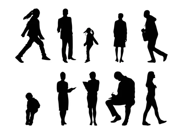 Vector Illustration Outline Silhouettes People Contour Drawing People Silhouette Icon — Stock Vector