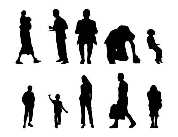 Vector Illustration Outline Silhouettes People Contour Drawing People Silhouette Icon — 스톡 벡터