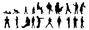 Vektör illüstrasyonu, insanların ana hatları, Contour çizimleri, insanların siluetleri, mimari taslak insanları, oturan insanların silueti, mimari set