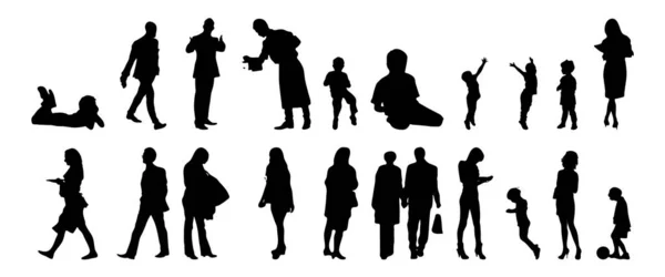 Vector Illustration Outline Silhouettes People Contour Drawing People Silhouette Architecture — 스톡 벡터