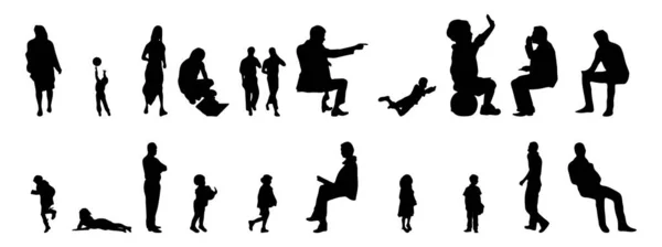 Vector Illustration Outline Silhouettes People Contour Drawing People Silhouette Architecture — 스톡 벡터