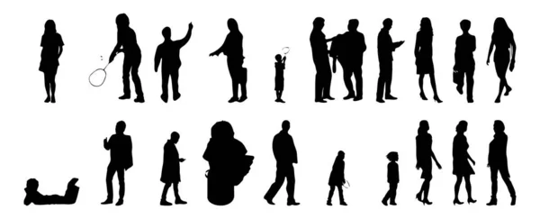 Illustration Vectorielle Décrivez Les Silhouettes Des Personnes Dessin Contour Silhouette — Image vectorielle