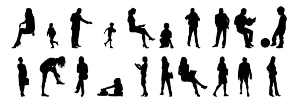 Illustration Vectorielle Décrivez Les Silhouettes Des Personnes Dessin Contour Silhouette — Image vectorielle