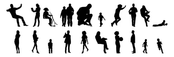 Illustration Vectorielle Décrivez Les Silhouettes Des Personnes Dessin Contour Silhouette — Image vectorielle