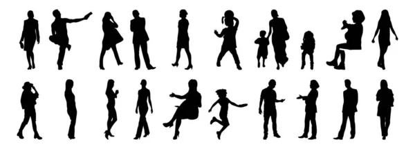 Vector Illustration Outline Silhouettes People Contour Drawing People Silhouette Architecture — 스톡 벡터