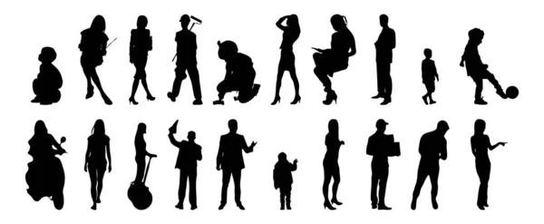 Vector Illustration Outline Silhouettes People Contour Drawing People Silhouette Architecture — 스톡 벡터