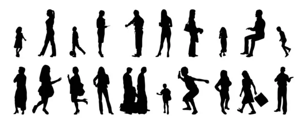 Illustration Vectorielle Décrivez Les Silhouettes Des Personnes Dessin Contour Silhouette — Image vectorielle