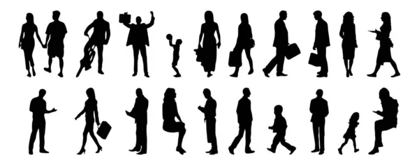 Illustration Vectorielle Décrivez Les Silhouettes Des Personnes Dessin Contour Silhouette — Image vectorielle