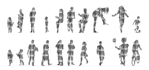 Vector Silhouettes Outline Silhouettes People Contour Drawing People Silhouette Icon — 스톡 벡터