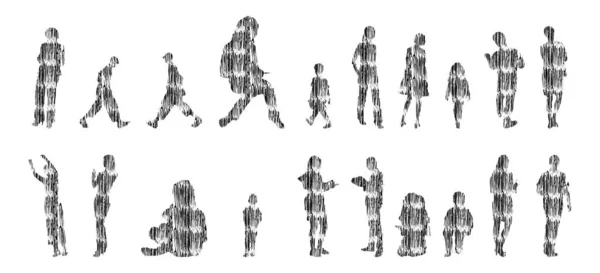 Siluetas Vectores Siluetas Contorno Personas Dibujo Contorno Silueta Personas Icono — Archivo Imágenes Vectoriales