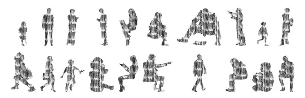 Vector Silhouettes Outline Silhouettes People Contour Drawing People Silhouette Icon — 스톡 벡터