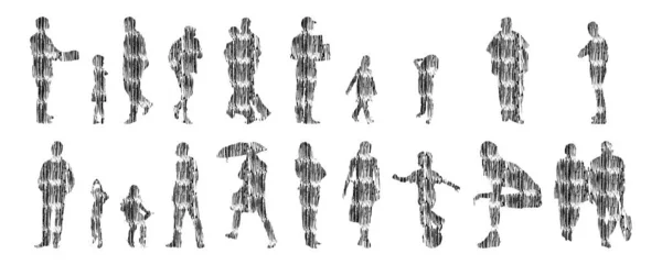 Sílhuetas Vetoriais Sílhuetas Contorno Pessoas Desenho Contorno Silhueta Pessoas Conjunto — Vetor de Stock