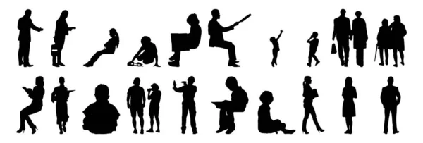 Silhouettes Vectorielles Silhouettes Esquissées Personnes Dessin Contour Silhouette Personnes Icône — Image vectorielle