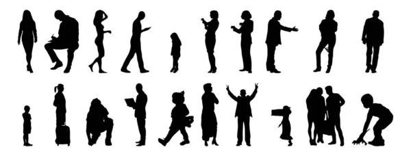 Vector Silhouettes Outline Silhouettes People Contour Drawing People Silhouette Icon — 스톡 벡터