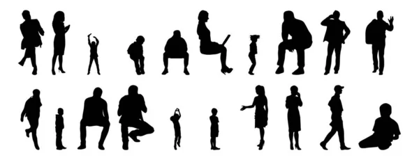 Vector Silhouetten Overzicht Silhouetten Van Mensen Contourtekening Personensilhouet Icoon Set — Stockvector