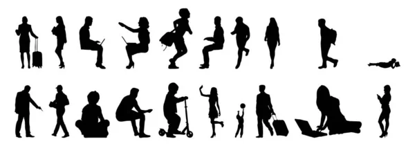 Vector Silhouettes Outline Silhouettes People Contour Drawing People Silhouette Icon — 스톡 벡터